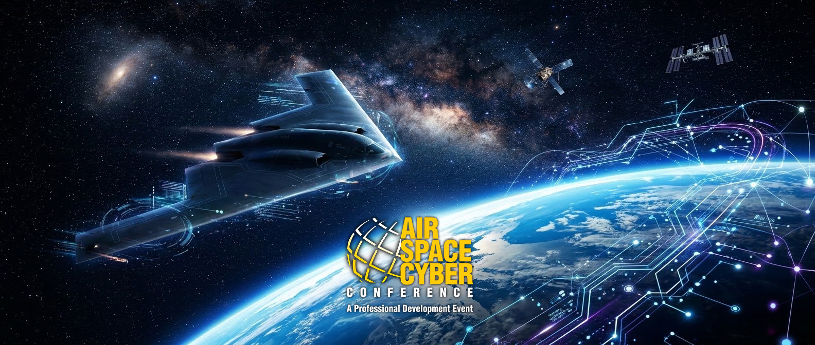 AFA event image showing earth, outer space and Air Force jetfighter with a technical theme